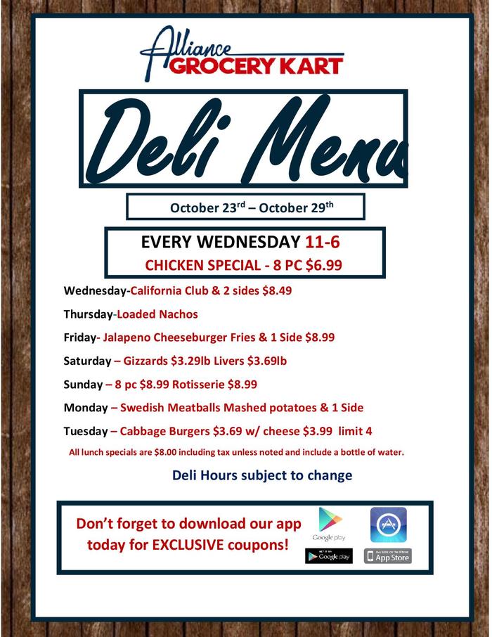 Alliance Grocery Kart Ad Specials